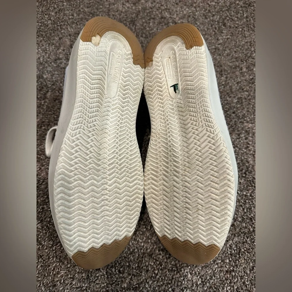 Cole Haan GrandPrø Topspin Sneakers White Leather & Suede Gold Accents Size 6.5